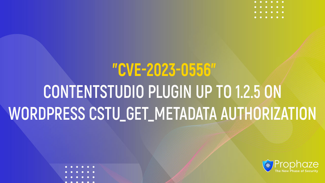 CVE-2023-0556 : CONTENTSTUDIO PLUGIN UP TO 1.2.5 ON WORDPRESS CSTU_GET_METADATA AUTHORIZATION