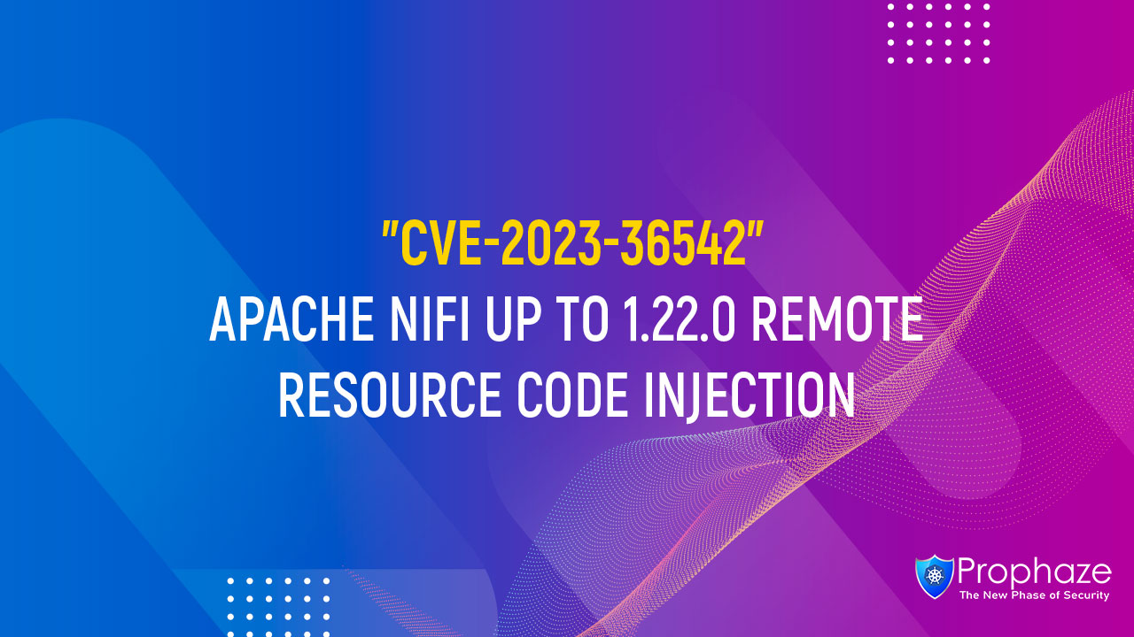 CVE-2023-36542 : APACHE NIFI UP TO 1.22.0 REMOTE RESOURCE CODE INJECTION