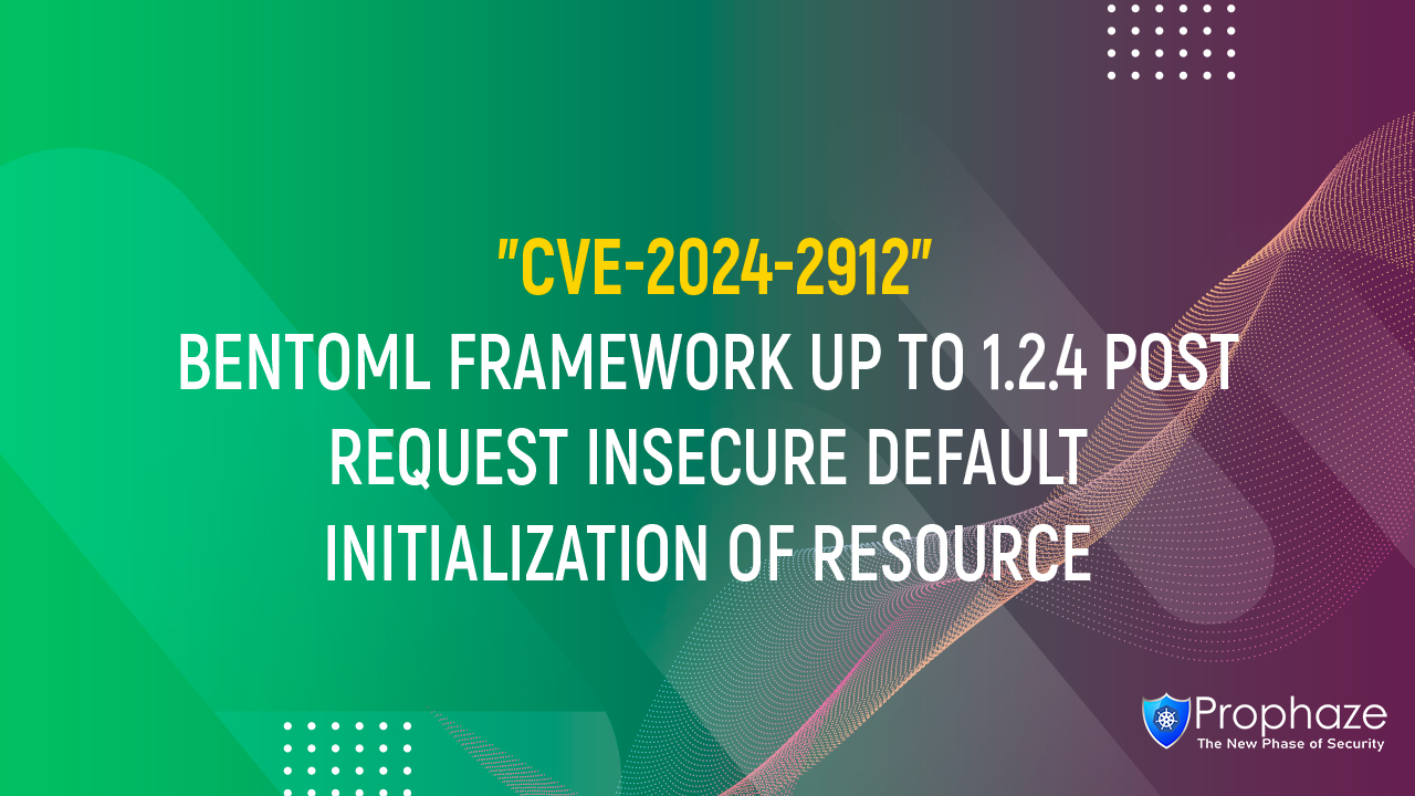 CVE-2024-2912 : BENTOML FRAMEWORK UP TO 1.2.4 POST REQUEST INSECURE DEFAULT INITIALIZATION OF RESOURCE