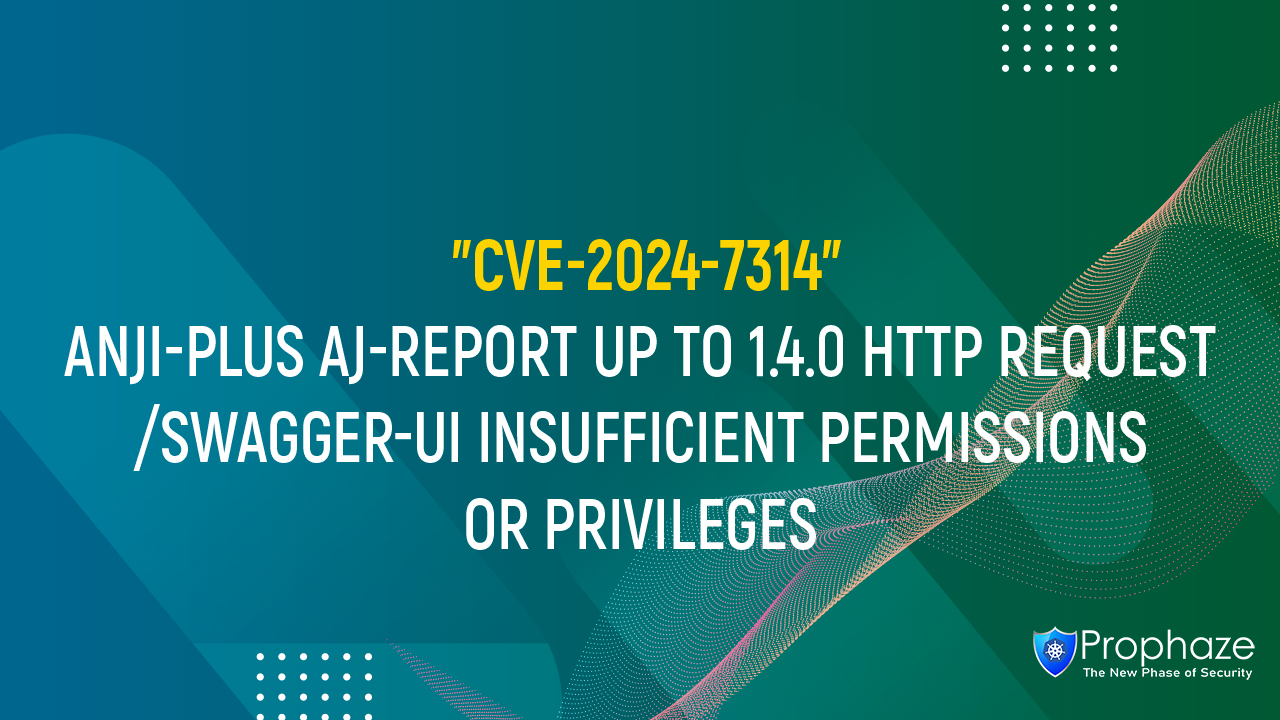 CVE-2024-7314 : ANJI-PLUS AJ-REPORT UP TO 1.4.0 HTTP REQUEST /SWAGGER-UI INSUFFICIENT PERMISSIONS OR PRIVILEGES