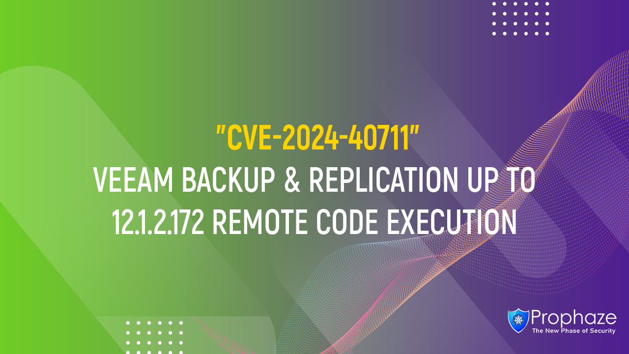 CVE-2024-40711 : VEEAM BACKUP & REPLICATION UP TO 12.1.2.172 REMOTE CODE EXECUTION