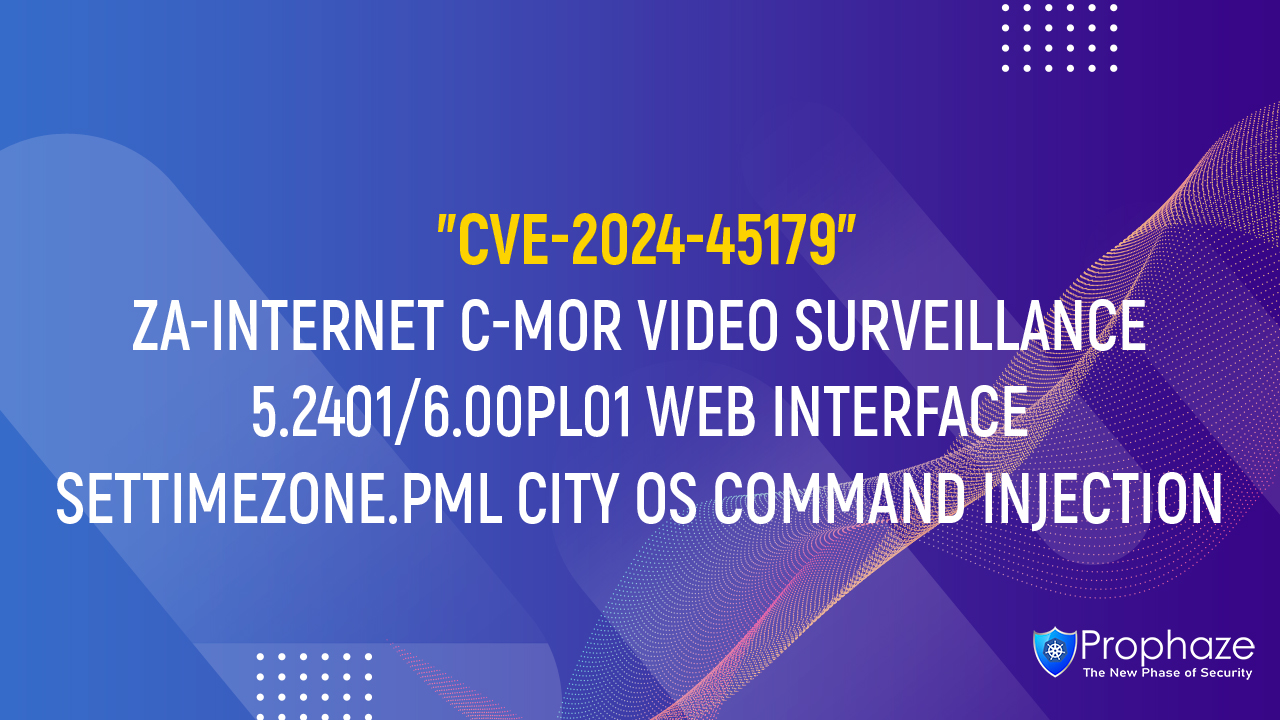CVE-2024-45179 : ZA-INTERNET C-MOR VIDEO SURVEILLANCE 5.2401/6.00PL01 WEB INTERFACE SETTIMEZONE.PML CITY OS COMMAND INJECTION