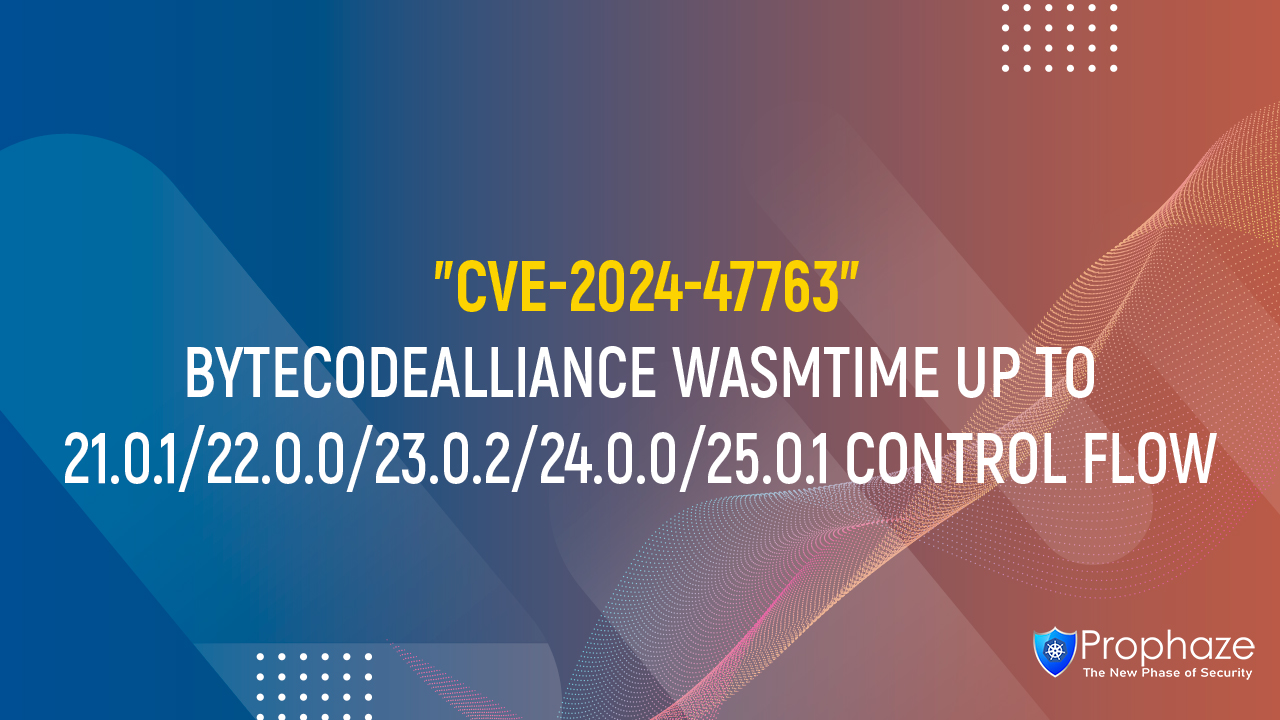 CVE-2024-47763 : BYTECODEALLIANCE WASMTIME UP TO 21.0.1/22.0.0/23.0.2/24.0.0/25.0.1 CONTROL FLOW